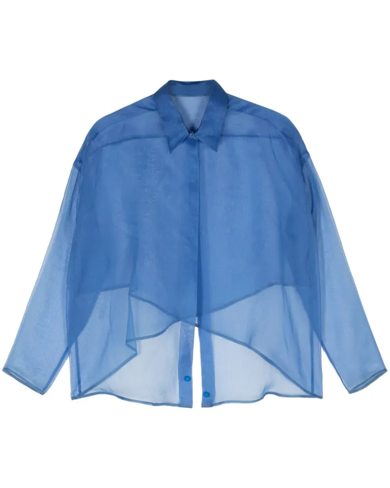 Giorgio Armani Offenes Sheer-Hemd Blau