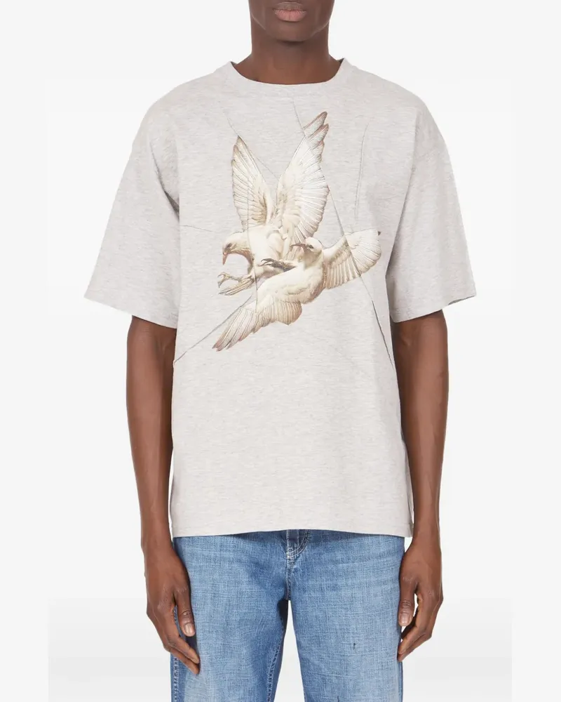 Maison Margiela T-Shirt mit Vogel-Print - Grau Grau