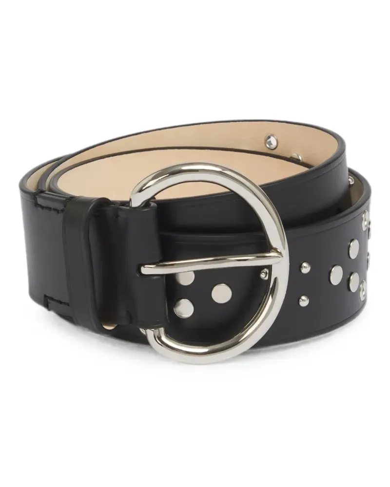 Marni black leather belt with metal studs - Schwarz Schwarz