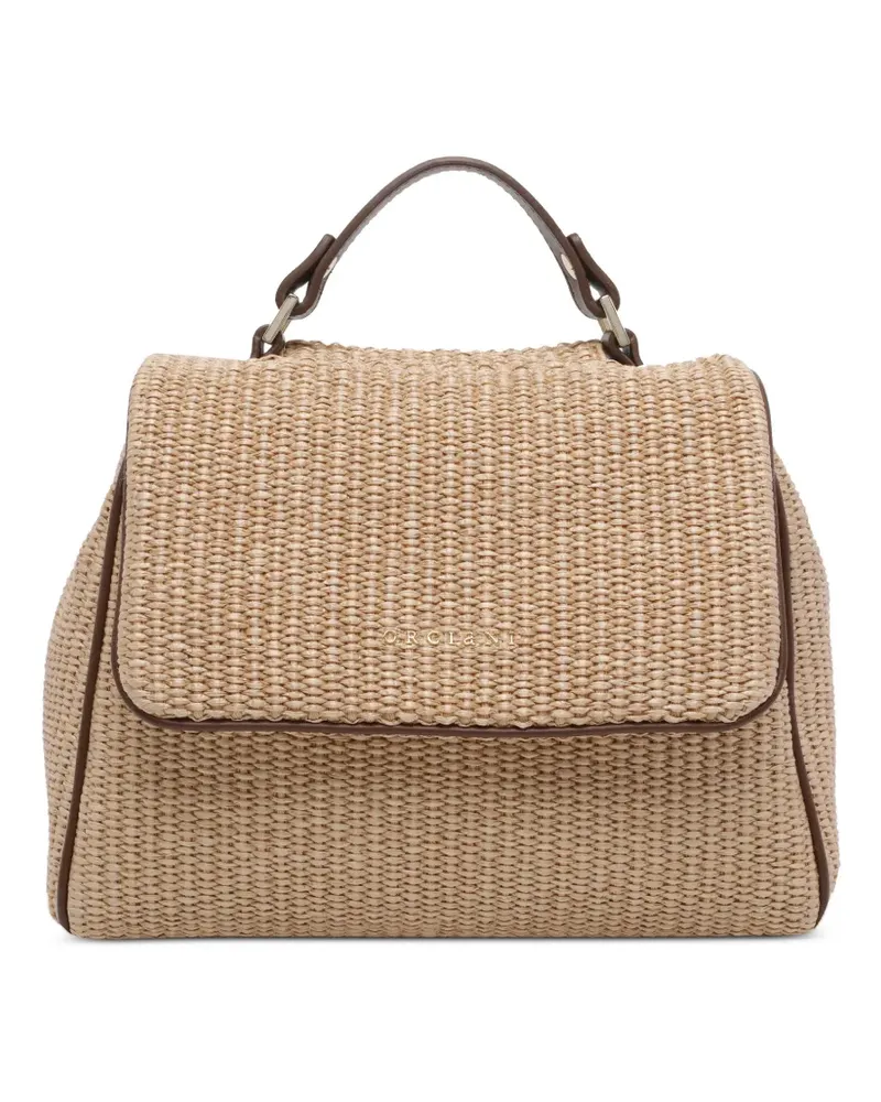 Orciani small Sveva Zanzibar leather-trim handbag - Nude Nude