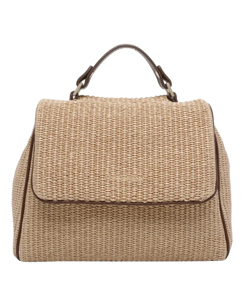 Orciani small Sveva Zanzibar leather-trim handbag - Nude Nude