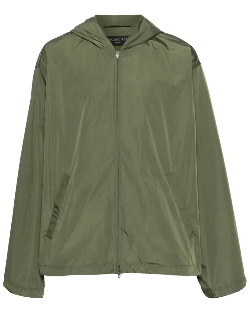 Balenciaga Kapuzenjacke mit Logo-Print - Grün Grün
