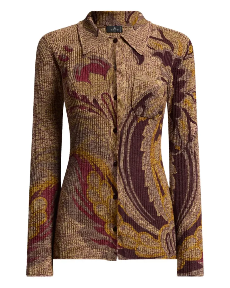 Etro Gerippter Cardigan mit Blumen-Print - Braun Braun