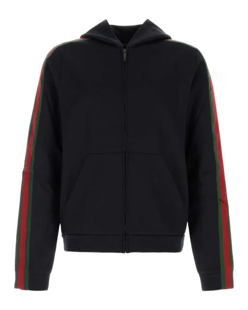 Gucci silk cotton jersey zip jacket with Web - Blau Blau