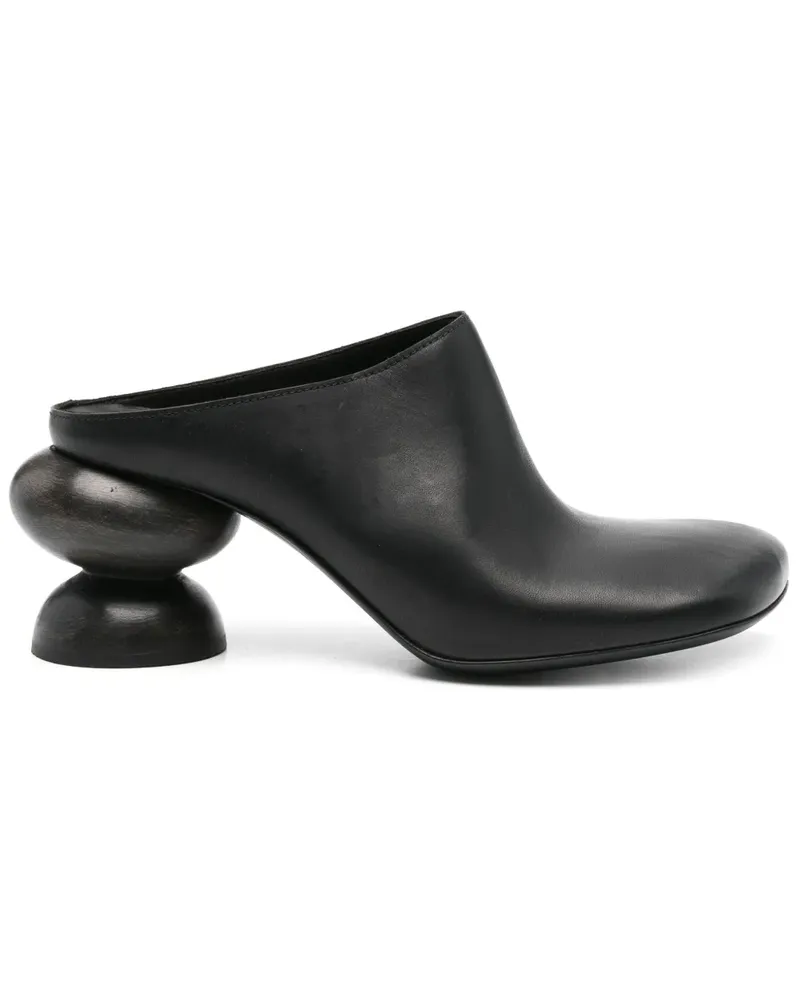 Uma Wang Pantoletten mit Design-Absatz 70mm - Schwarz Schwarz