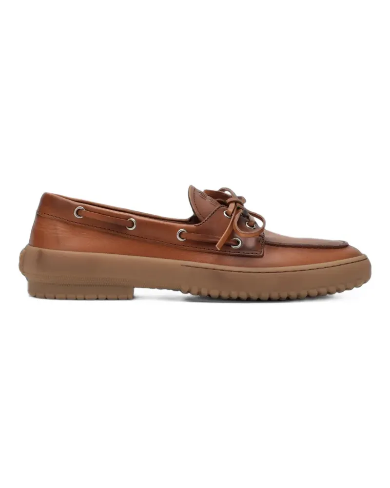 Miu Miu lace-up leather loafers - Braun Braun