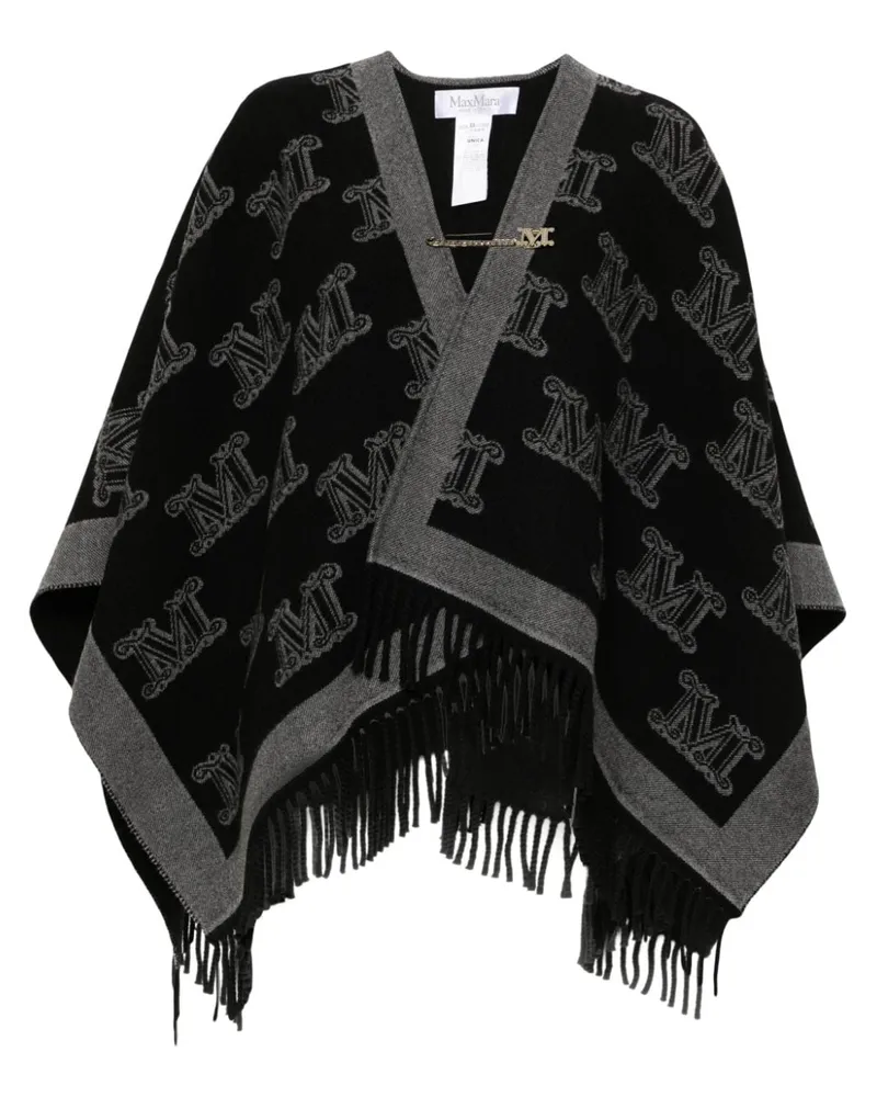 Max Mara Poncho mit Muster - Schwarz Schwarz