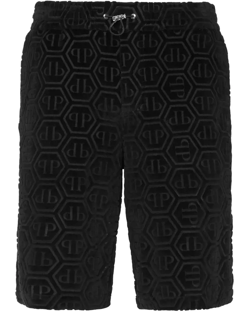 Philipp Plein Shorts mit sechseckigem Logo - Schwarz Schwarz