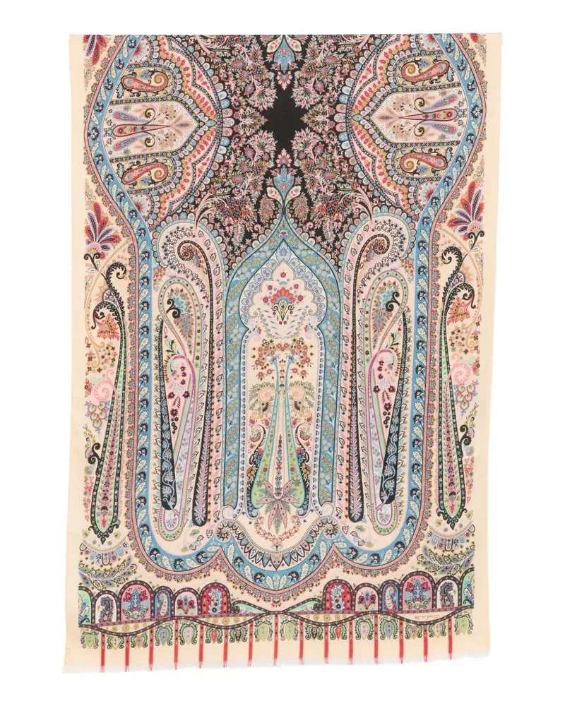 Etro paisley-print fringed scarf - Nude Nude