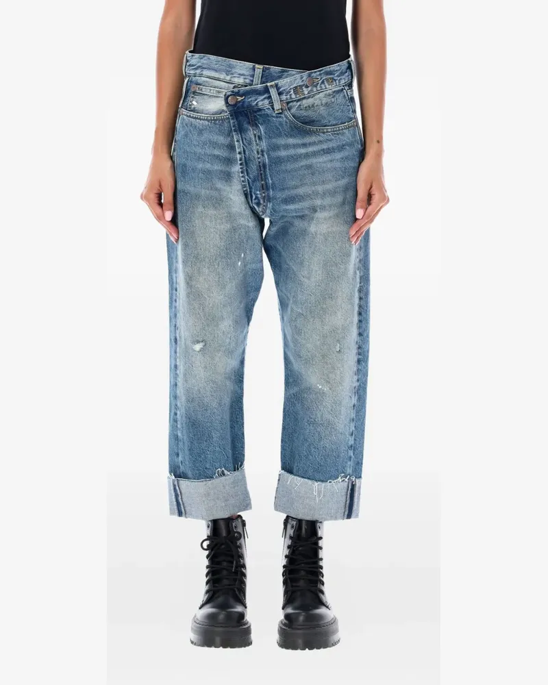 R13 Jeans mit überkreuzten Bündchen - Blau Blau
