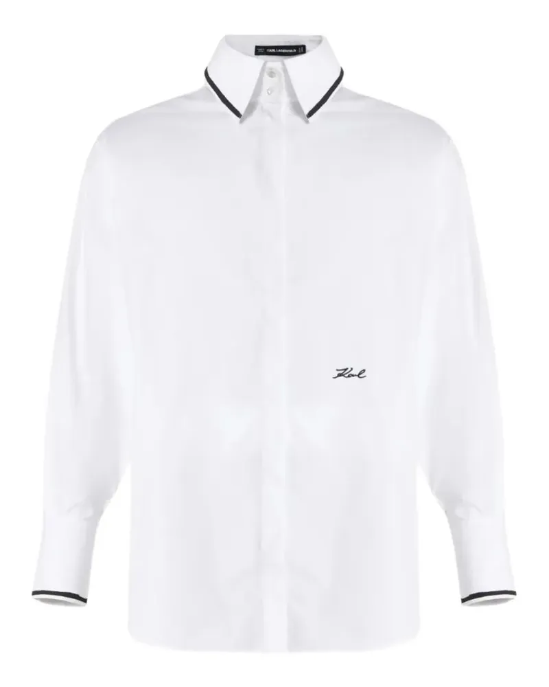Karl Lagerfeld Popeline-Hemd mit Zeichnungs-Print - Weiß Weiß