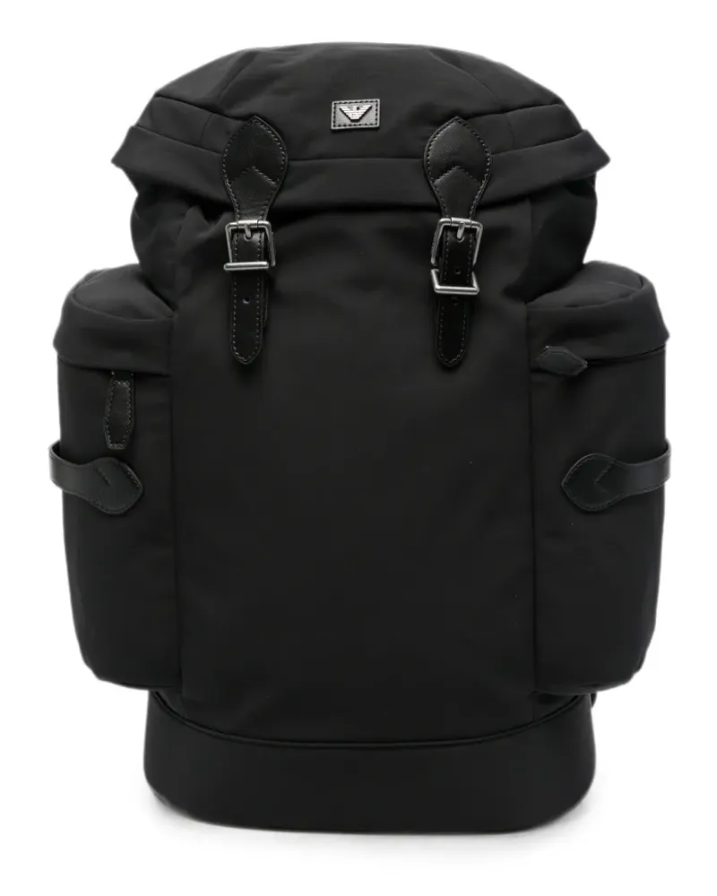 Emporio Armani buckle-fastening logo-plaque backpack - Schwarz Schwarz