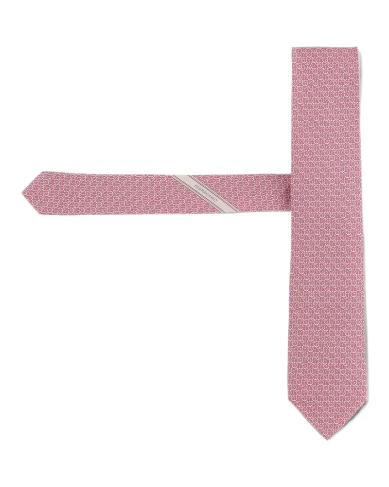 Ferragamo Gancini links print silk tie - Rosa Rosa