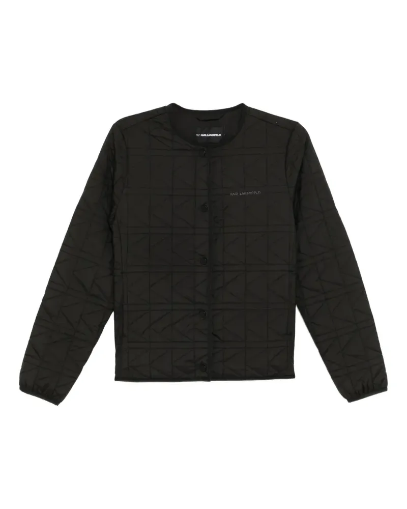 Karl Lagerfeld logo-embroidered quilted jacket - Schwarz Schwarz