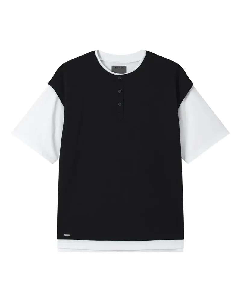 Musium Div. Geknöpftes T-Shirt im Layering-Look - Schwarz Schwarz
