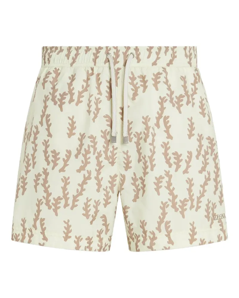 Ermenegildo Zegna Badeshorts mit Blatt-Print - Nude Nude