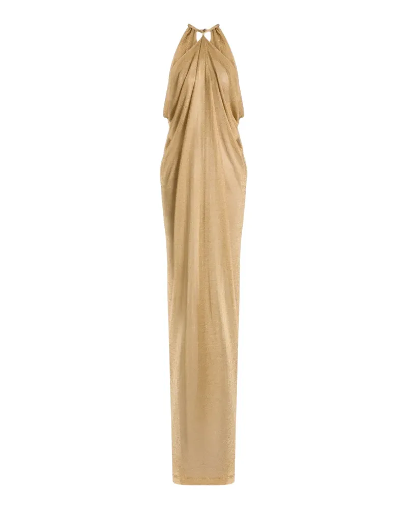 Alberta Ferretti metallic-effect halterneck maxi dress - Gold Gold