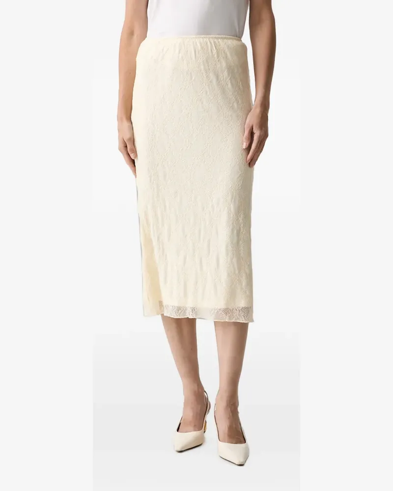 Twin-Set lace-overlay midi skirt - Nude Nude
