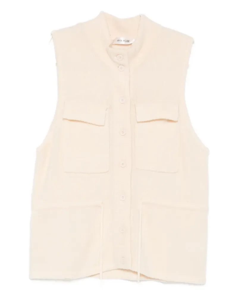 Aya Muse flap-pocket button-up vest - Nude Nude