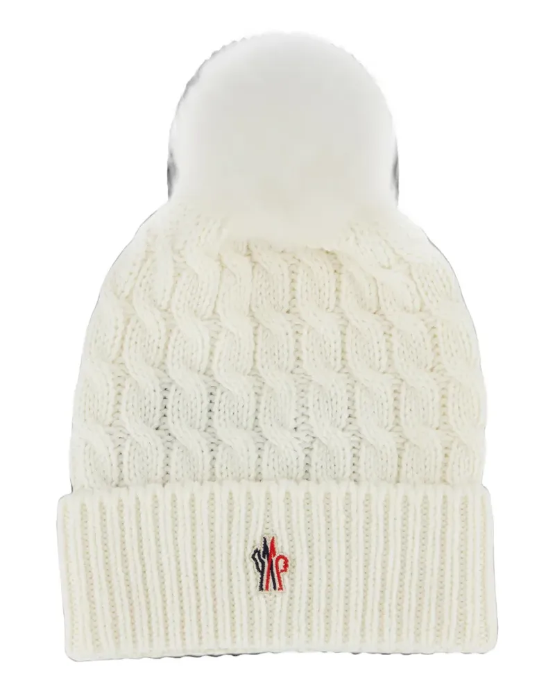 Moncler cable-knit pompom beanie hat - Nude Nude