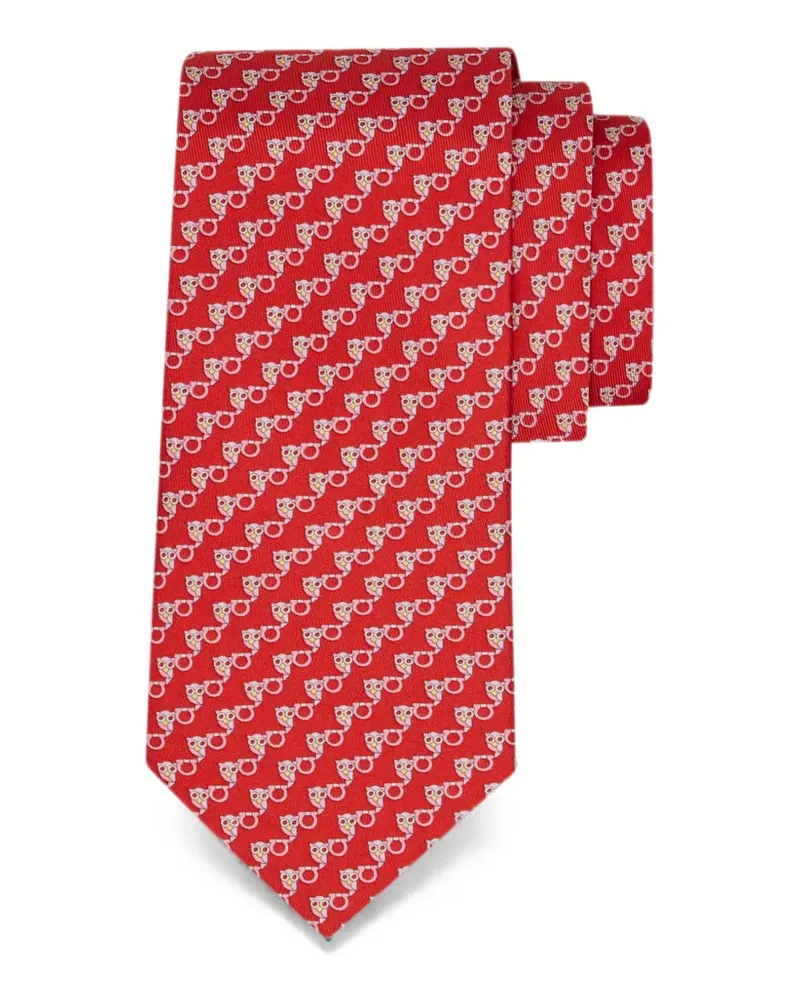 Ferragamo Seidenkrawatte mit Eulen-Print - Rot Rot