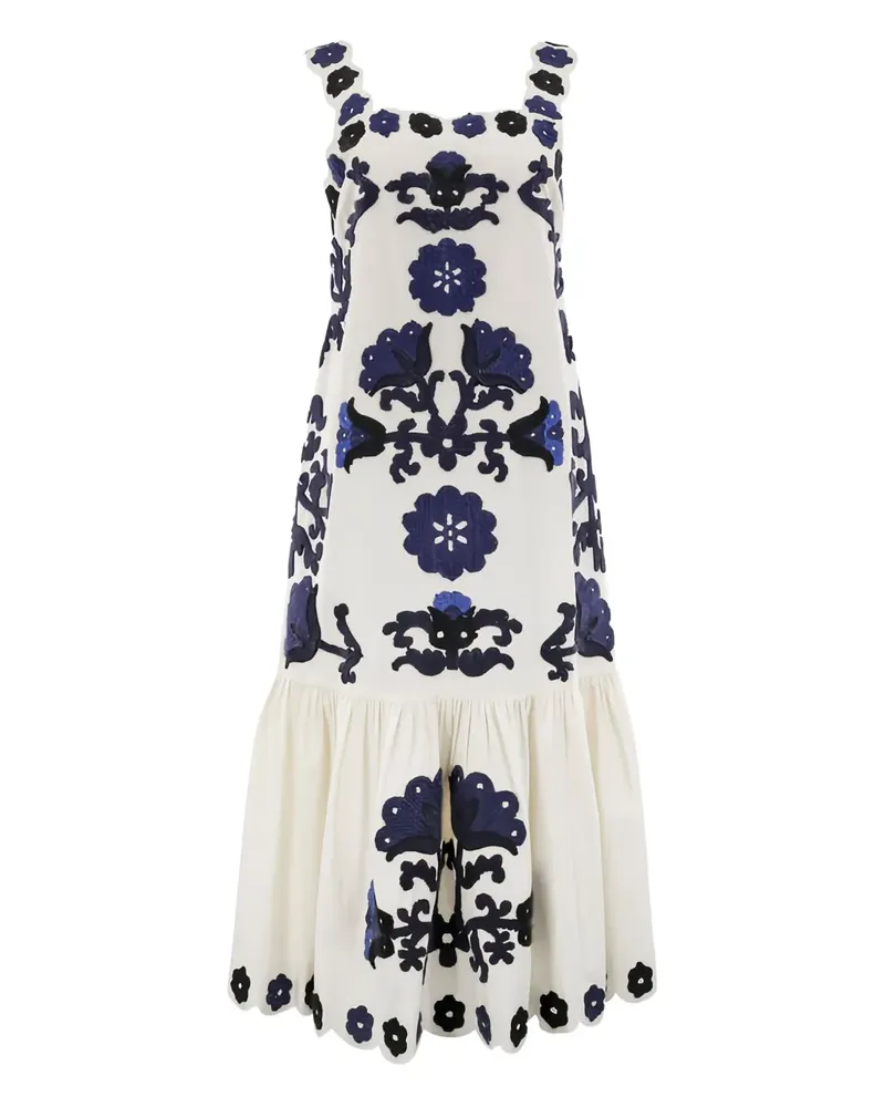 Sea Catrine Midikleid mit Blumenapplikation - Weiß Weiß