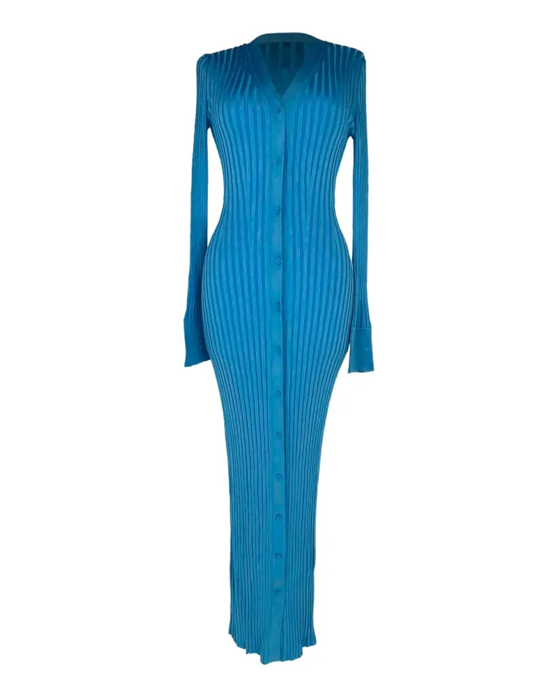 GALVAN Rhea ribbed-knit maxi dress - Blau Blau