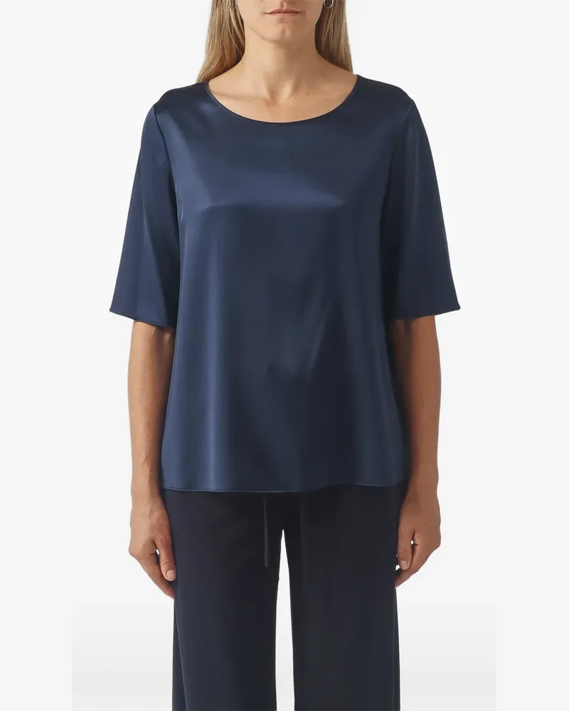 Max Mara Segale satin-finish short-sleeve top - Blau Blau