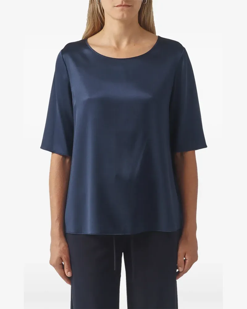 Max Mara Segale Kurzarm-Oberteil mit Satin-Finish - Blau Blau