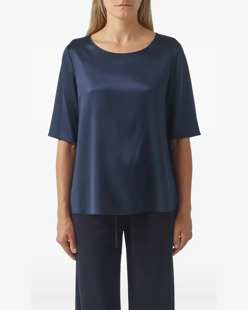 Max Mara Segale Kurzarm-Oberteil mit Satin-Finish - Blau Blau