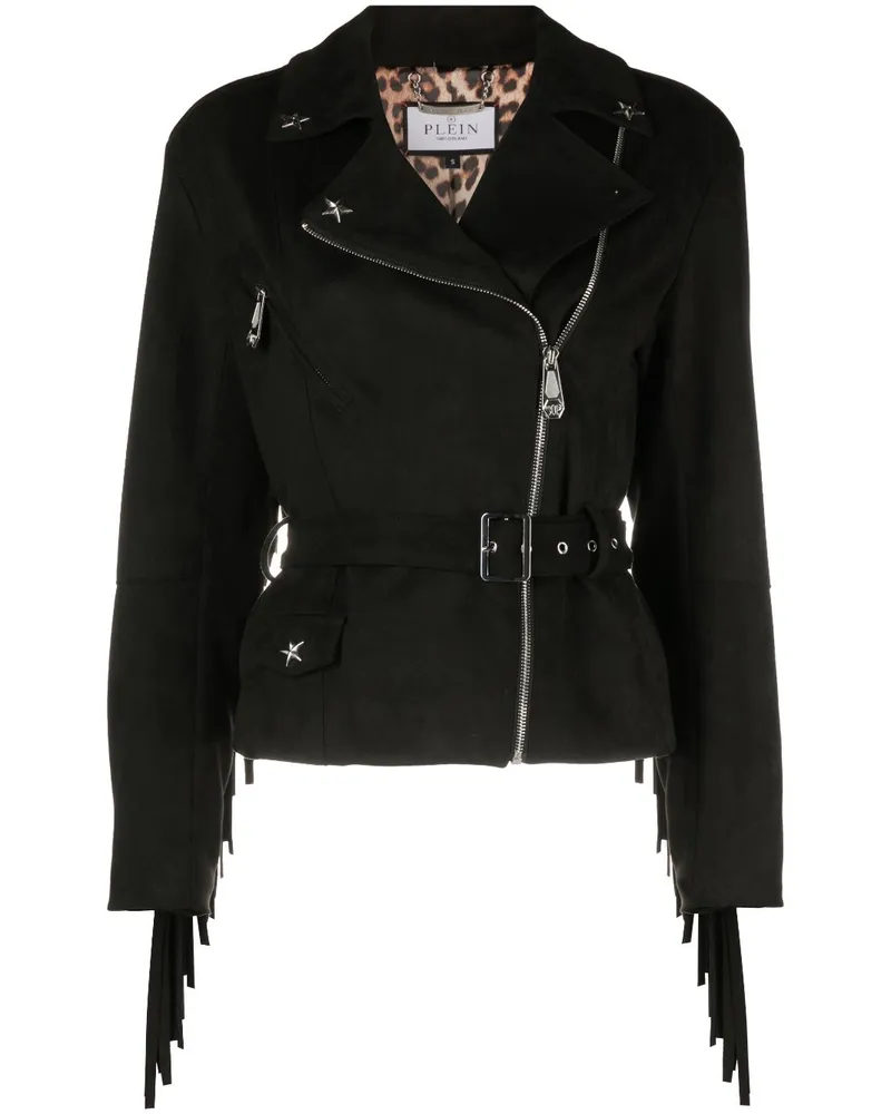 Philipp Plein Bikerjacke mit Nieten Schwarz