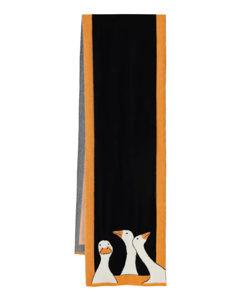 Moschino Schal mit Intarsien-Logo - Schwarz Schwarz