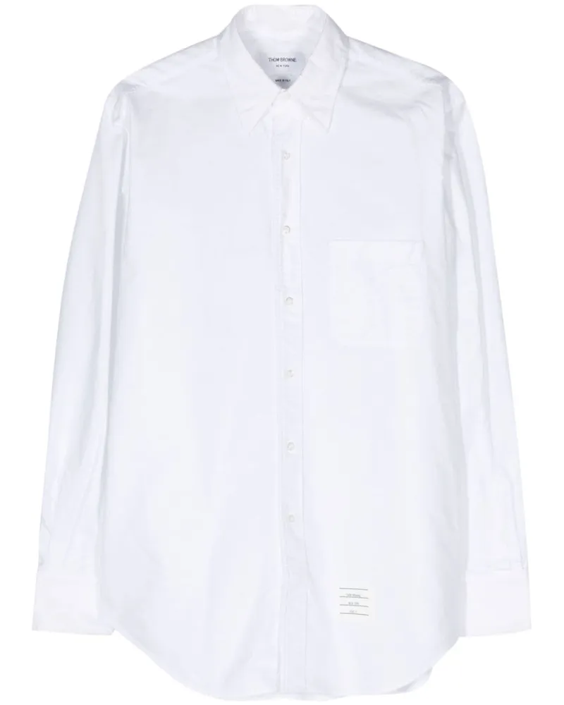 Thom Browne Hemd mit Logo-Patch - Weiß Weiß