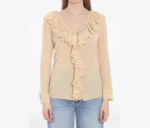 Bluse mit Rüschen - Nude