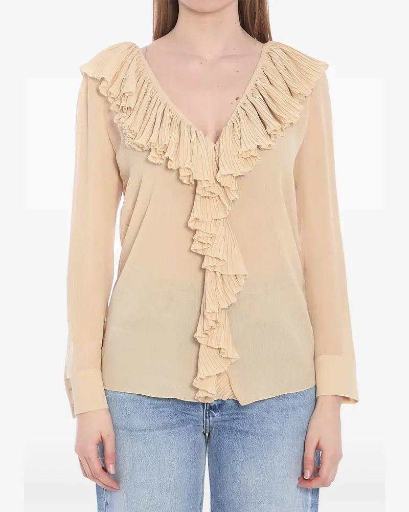 Saint Laurent Bluse mit Rüschen - Nude Nude