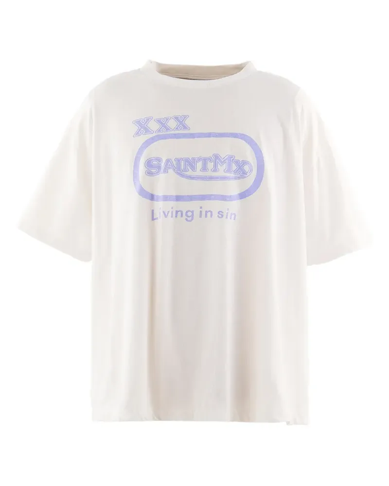 SAINT MXXXXXX logo-print boxy T-shirt - Weiß Weiß