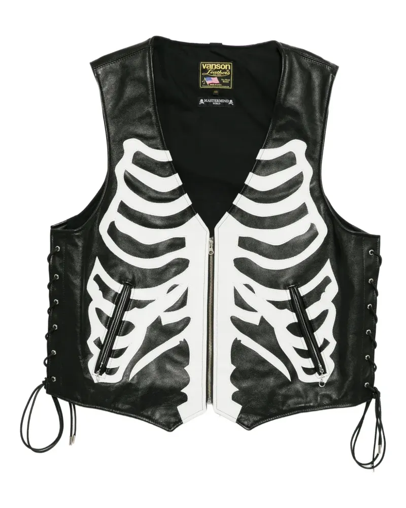 Mastermind Japan x VANSON Bones sleeveless jacket - Schwarz Schwarz