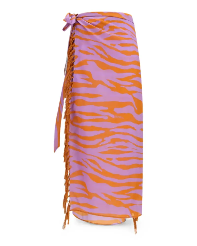 ATTICO Fransen-Pareo mit Zebra-Print - Rosa Rosa