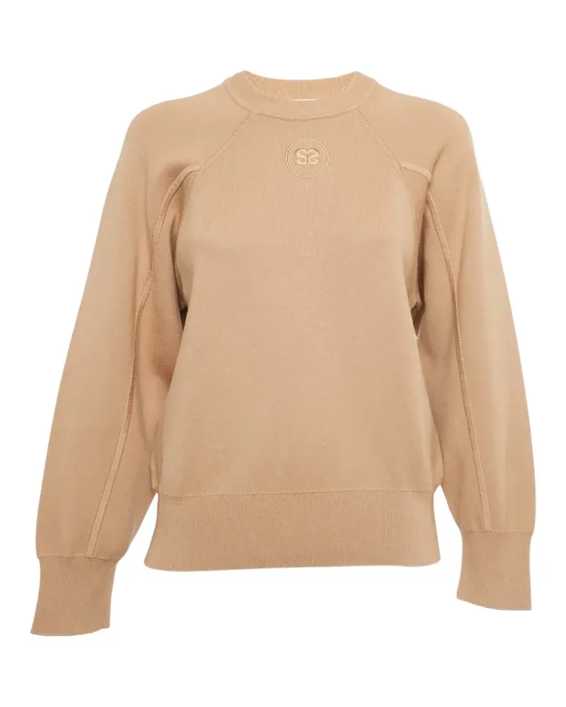 Sandro logo crew-neck sweater - Nude Nude