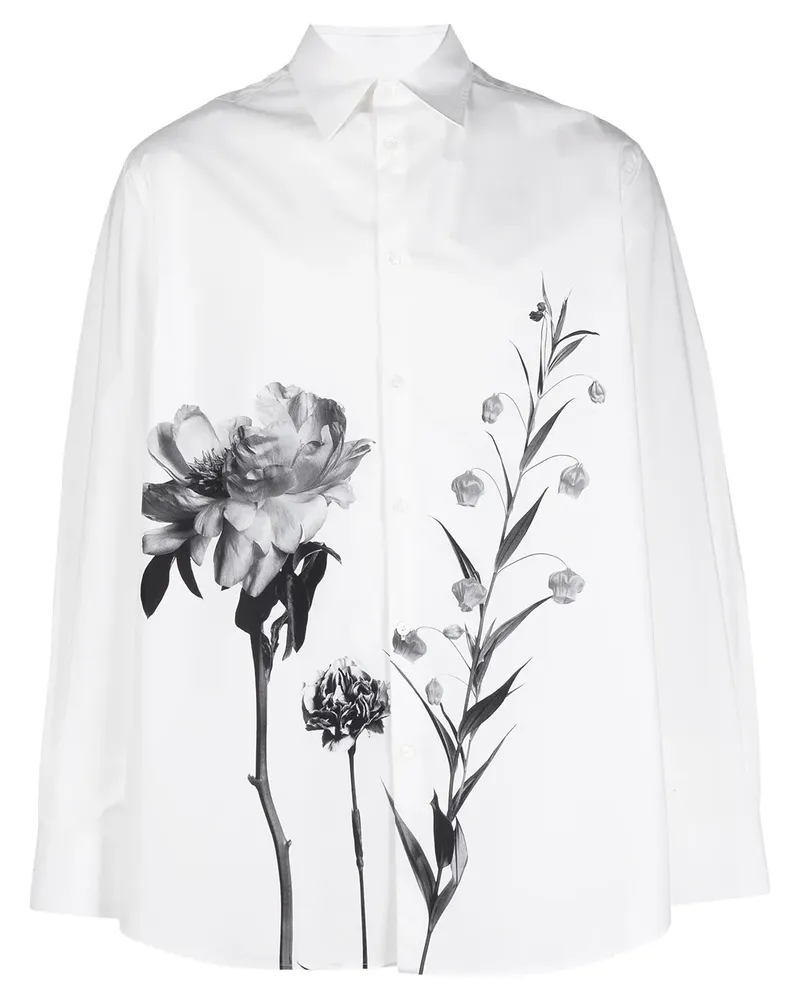 Valentino Garavani Hemd mit Blumen-Print - Weiß Weiß