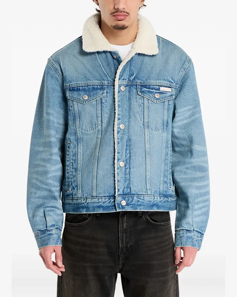 Calvin Klein 90s Sherpa-Jeansjacke - Blau Blau