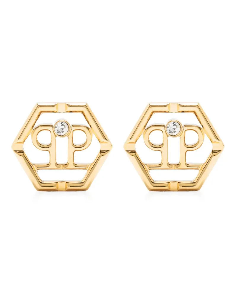 Philipp Plein Ohrstecker mit Logo - Gold Gold