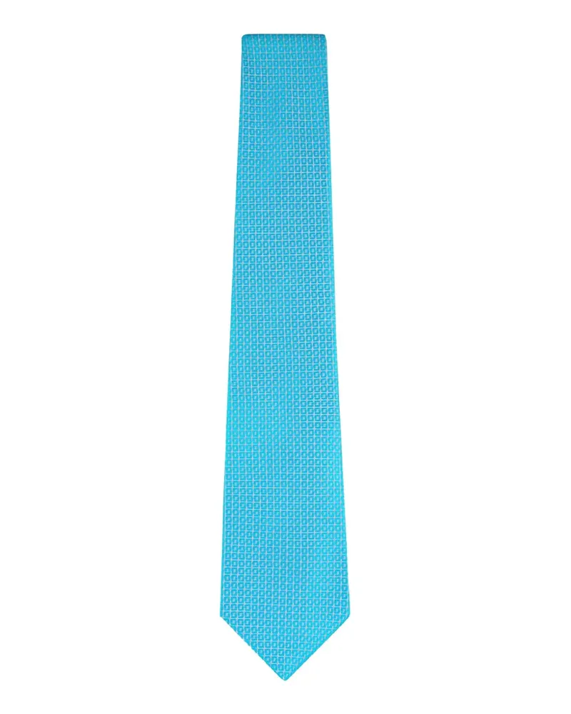 Kiton geometric-pattern silk tie - Blau Blau