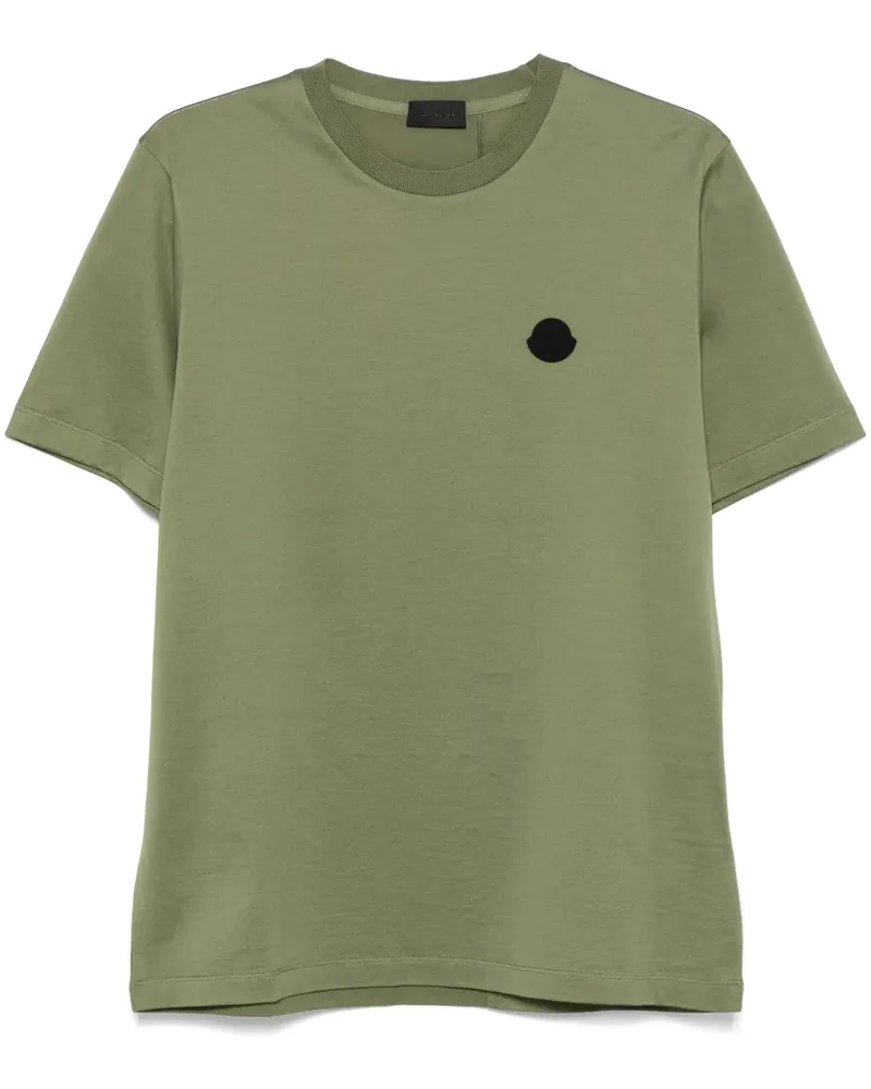 Moncler T-Shirt mit vertikalem Logo - Grün Grün