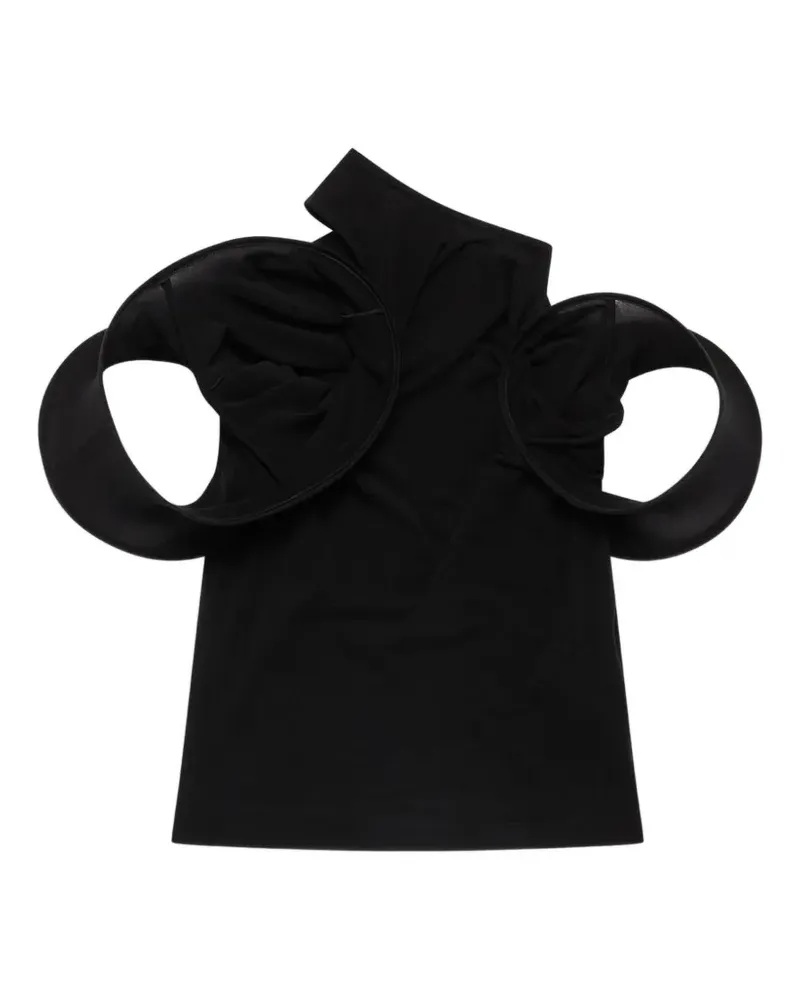 Junya Watanabe cut-out asymmetric top - Schwarz Schwarz