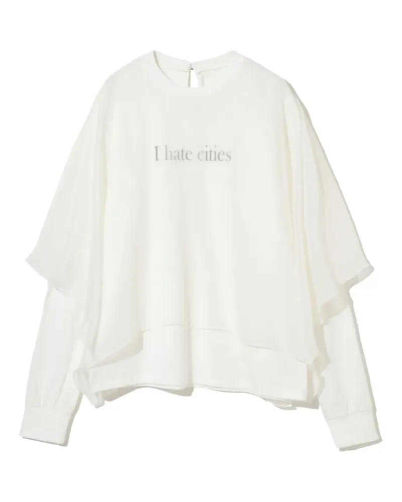 Undercover Sweatshirt im Layering-Look mit Flatterärmeln - Weiß Weiß