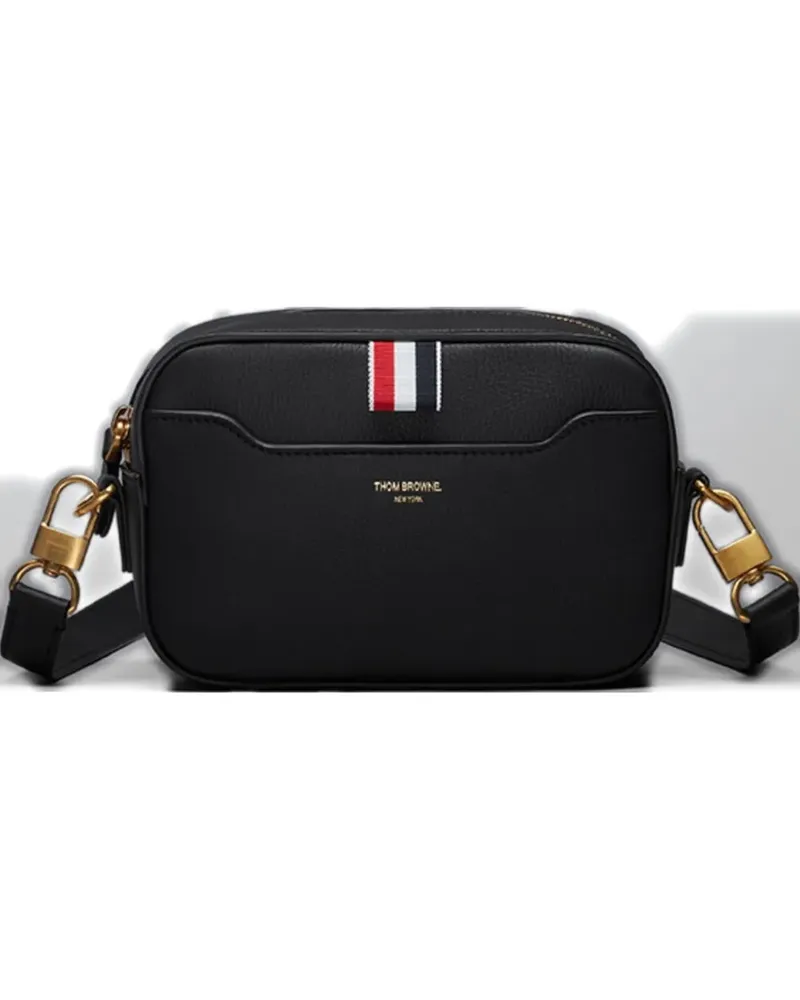 Thom Browne Kleine Kameratasche mit Ripsbandschlaufe - Schwarz Schwarz