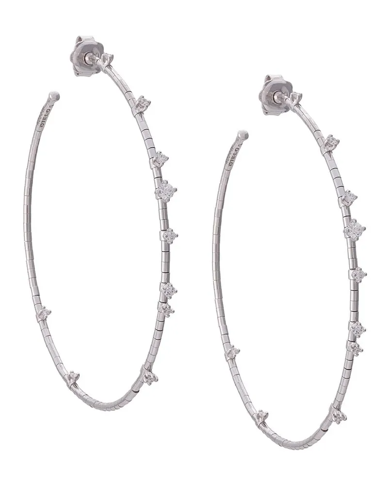 Mattia Cielo 18kt Weißgoldcreolen mit Diamanten - Silber Silber
