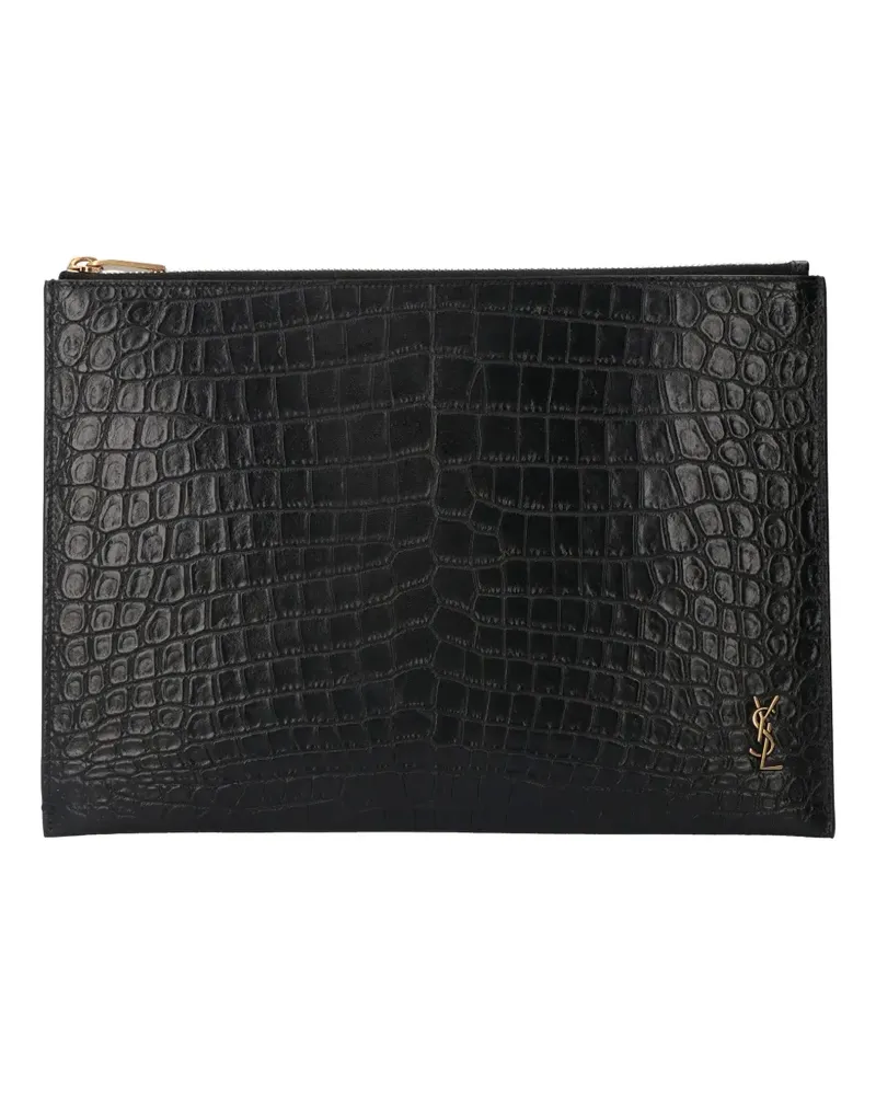 Saint Laurent Clutch mit Prägung - Schwarz Schwarz