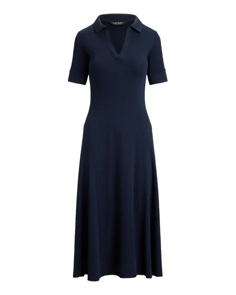 Ralph Lauren Geripptes Poloshirtkleid mit Ellenbogenärmeln - Blau Blau